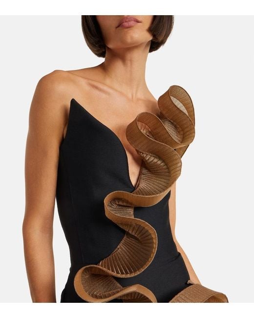 Maticevski Black Explode Ruffled Wool And Silk Gown