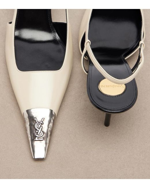 Saint Laurent Metallic Jeanne Leather Slingback Pumps