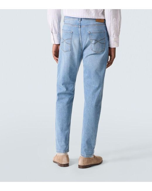 Brunello Cucinelli Blue Mid-Rise Straight Jeans for men