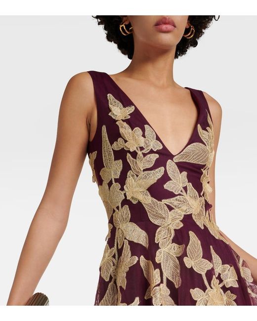 Vestido De Fiesta De Tul Con Aplique Costarellos de color Purple