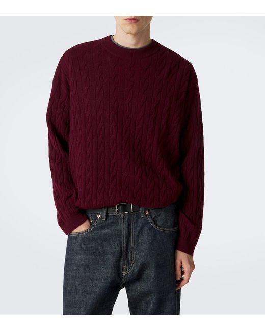 Lisa Yang Red Oskar Cable-Knit Cashmere Sweater for men