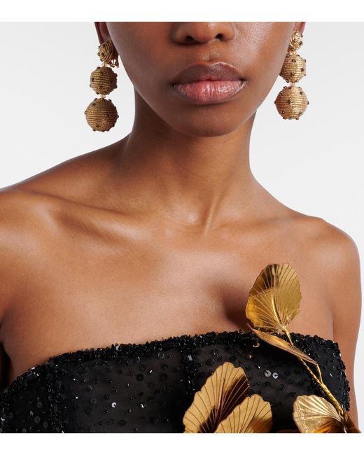 Oscar de la Renta Metallic Embellished Clip-On Earrings