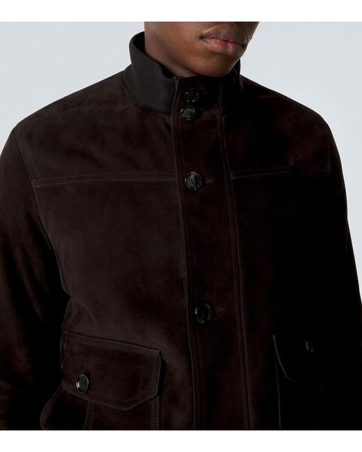 Brioni Black Suede Bomber Jacket for men
