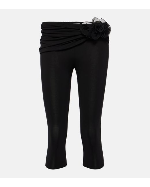 Magda Butrym Black Floral-applique Silk Biker Shorts