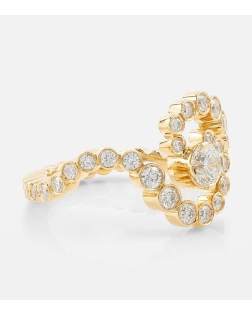 Sophie Bille Brahe Metallic Ocean De Ciel 18kt Gold Ring With Diamonds