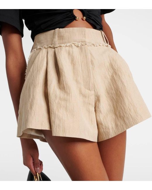 Rabanne Natural Fringed High-rise Cotton-blend Shorts