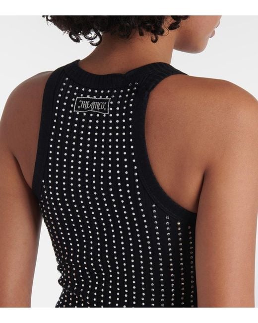 The Attico Black Embellished Cotton Minidress