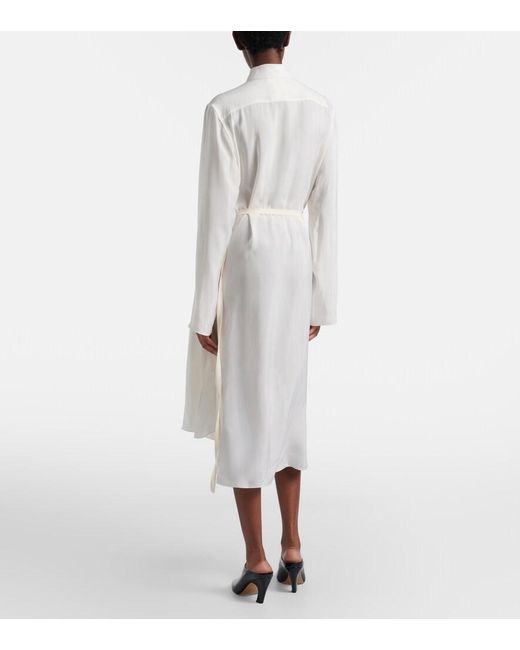 Maison Margiela White Draped Midi Dress