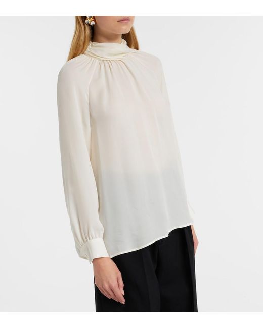 Nili Lotan White Axelle Silk Georgette Blouse