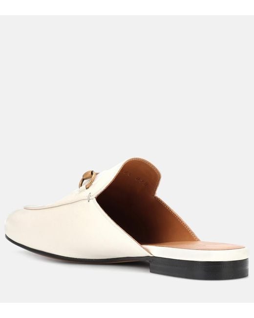 Gucci White Princetown Leather Backless Loafer