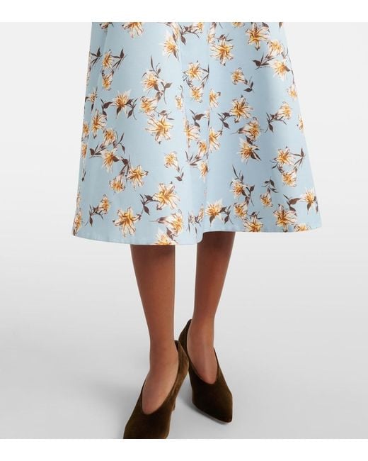 Emilia Wickstead Blue Ucellina Floral Midi Dress