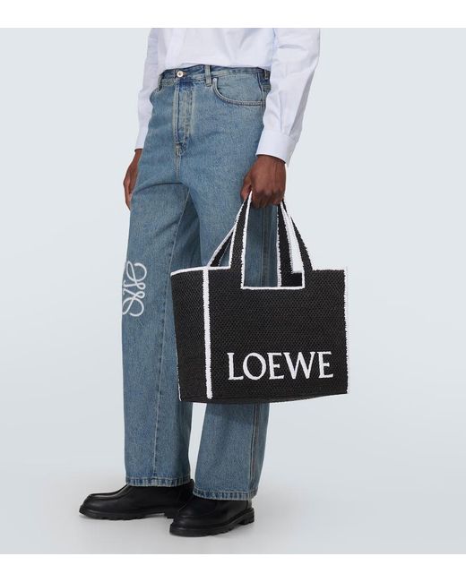 Tote Large de rafia con logo Loewe de hombre de color Black