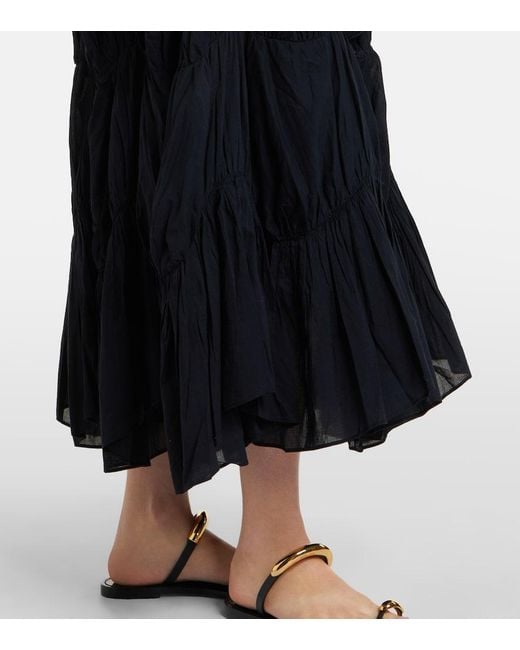 Ulla Johnson Black Emmalina Cotton Voile Midi Dress