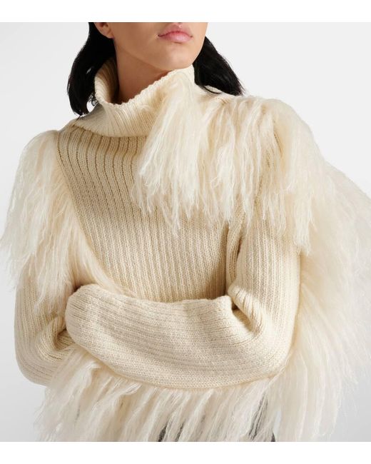 CORDOVA Natural Ploma Shearling-trimmed Wool Sweater