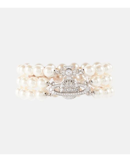 Vivienne Westwood White Graziella Embellished Faux Pearl Bracelet