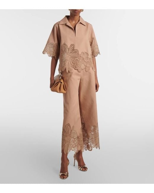 Elie Saab Natural Weite Cropped-Hose Aus Gabardine