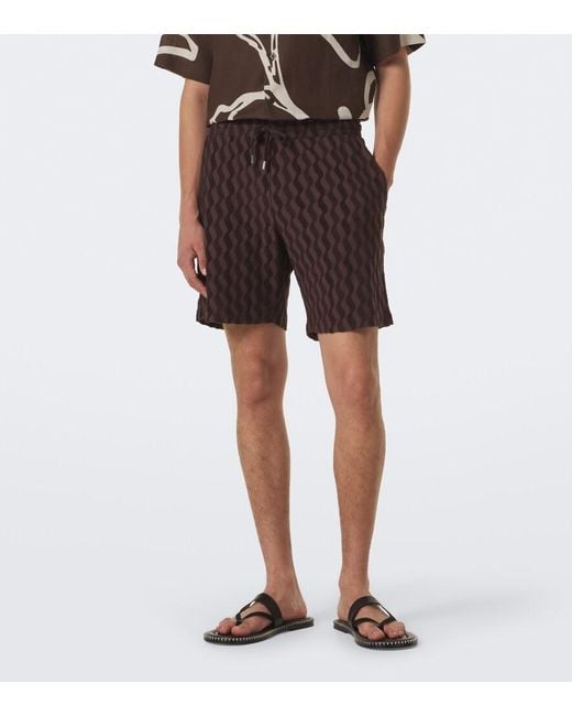Frescobol Carioca Brown Terry-Trimmed Cotton-Blend Shorts for men