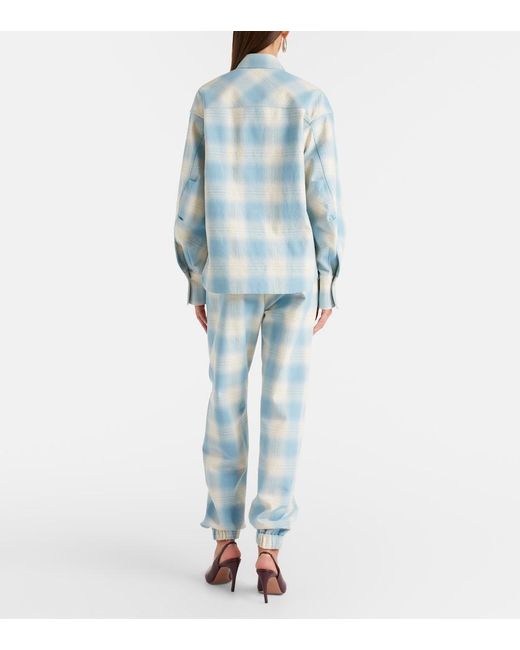 The Attico Blue Checked Cotton And Wool Tapered Pants