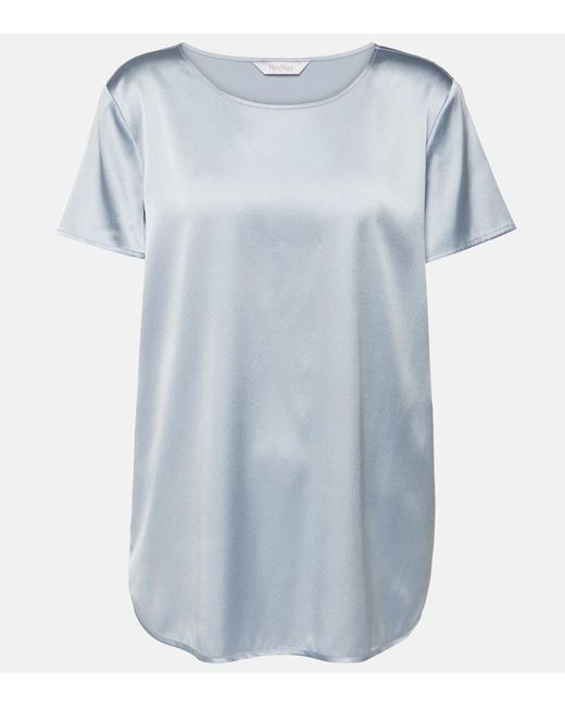 Leisure - T-shirt Cortona in misto seta di Max Mara in Blue