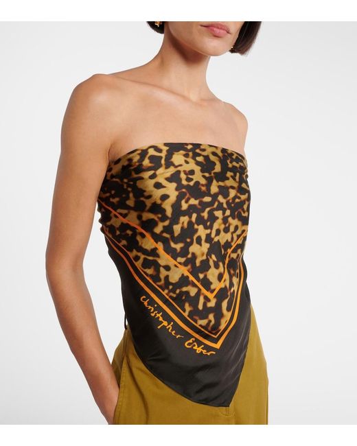 Christopher Esber Black Printed Silk Top