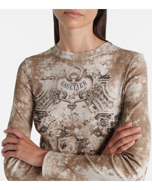 Jean Paul Gaultier Natural Medaillon Cotton-Blend Jersey Midi Dress