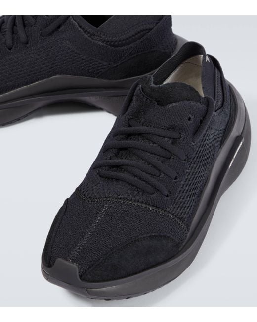 Y-3 Black Qisan Knit Sneakers for men