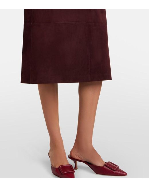 Max Mara Purple Suede Midi Skirt