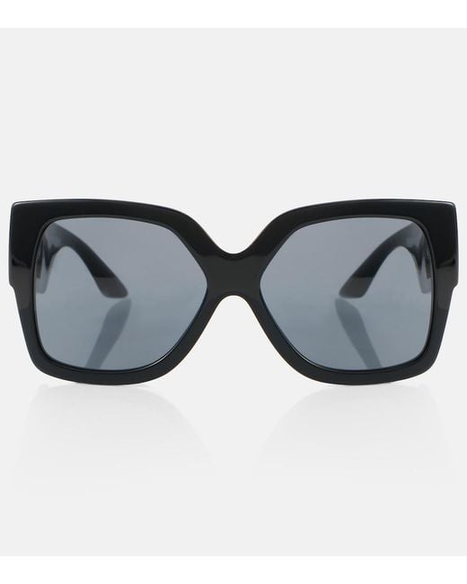 Versace Black Greca Embellished Oversized Sunglasses