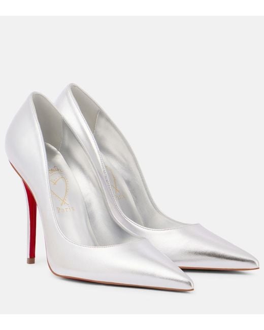Christian Louboutin White Miss Z 100 Metallic Leather Pumps