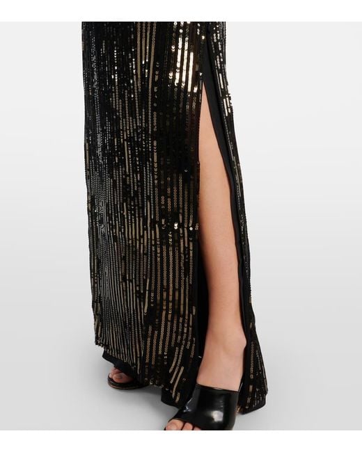 Robe Longue En Soie A Sequins Johanna Ortiz en coloris Black