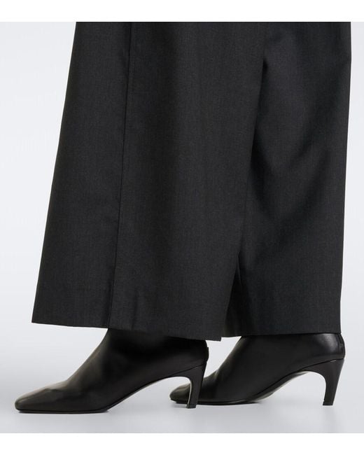 Totême Black Leather Ankle Boots