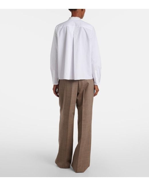 Dorothee Schumacher White Pure Power Bow-Detail Cotton-Blend Poplin Blouse