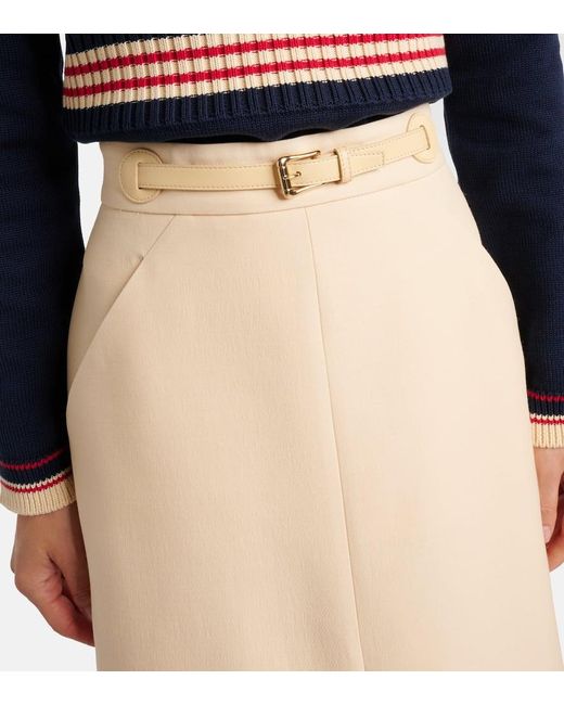 Falda Midi De Crepe Couture Valentino de color Natural