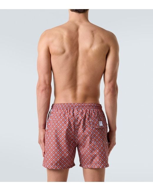 Fedeli Red Madeira Floral Swim Trunks for men