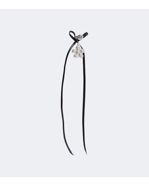 Simone Rocha White Bow-Detail Crystal-Embellished Drop Earrings