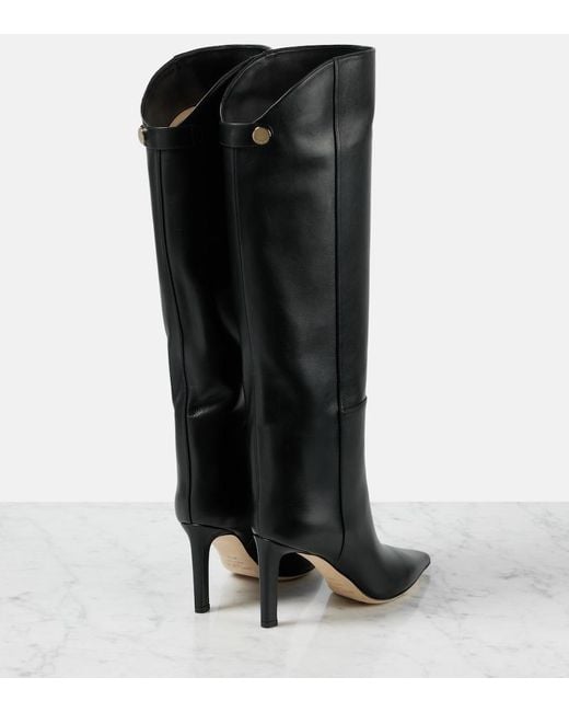 Jimmy Choo Black Alizze 85 Leather Knee-High Boots