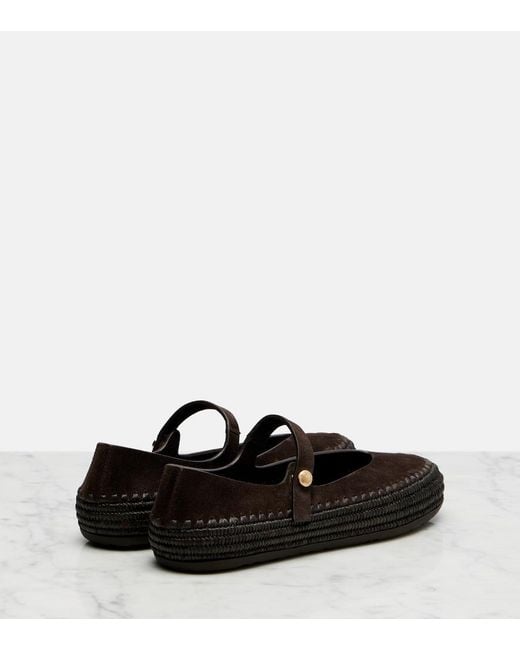 Loewe Black Paula's Ibiza Rio Suede Mary Jane Flats
