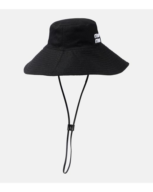 Cappello da pescatore in cotone di Miu Miu in Black