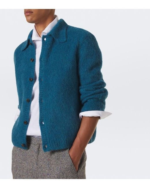 Dries Van Noten Blue Alpaca And Wool-Blend Cardigan for men