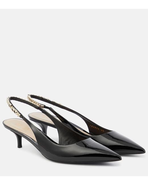 Gucci Black Signoria Patent Slingback Pump