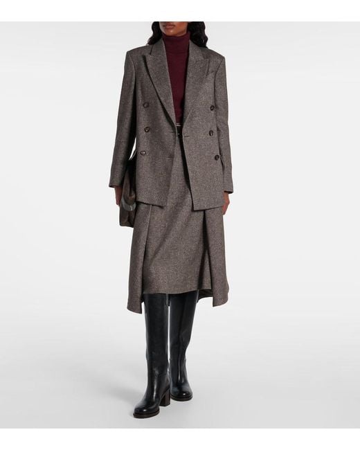 Brunello Cucinelli Gray Wool And Linen-Blend Blazer