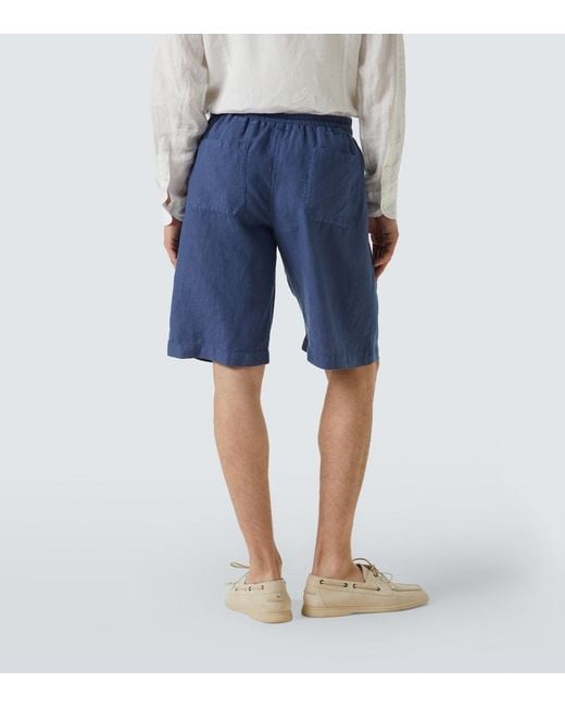 Fedeli Blue Linen Shorts for men