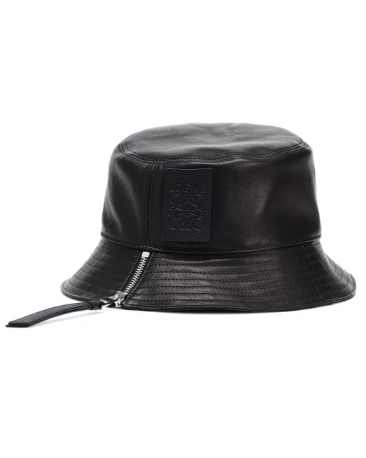Loewe Leather Bucket Hat in Black - Lyst