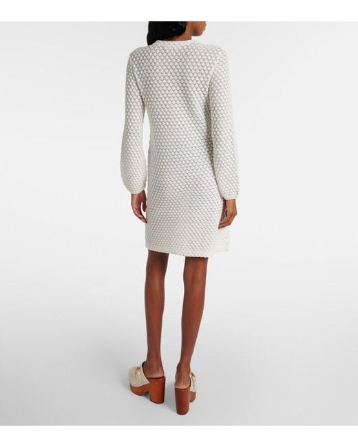 Chloé White Waffle-Knit Cotton Sweater Dress