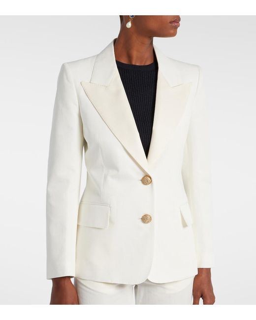 Valentino White Cotton And Linen Blazer