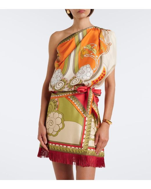 LaDoubleJ White Full-On Printed Silk Twill Top