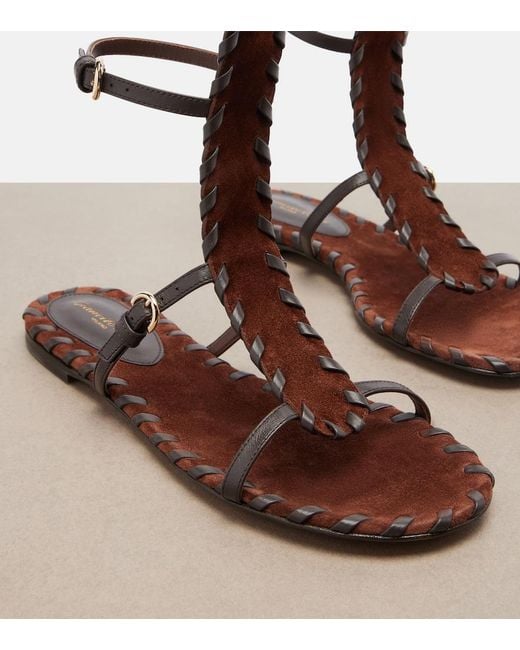 Gianvito Rossi Brown Zaira Suede And Leather Gladiator Sandals