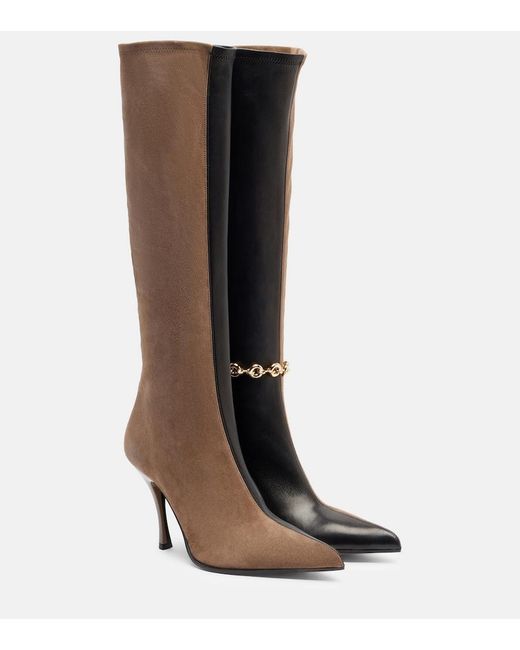 Loewe Brown New Comic Leather And Suede Knee-High Boots