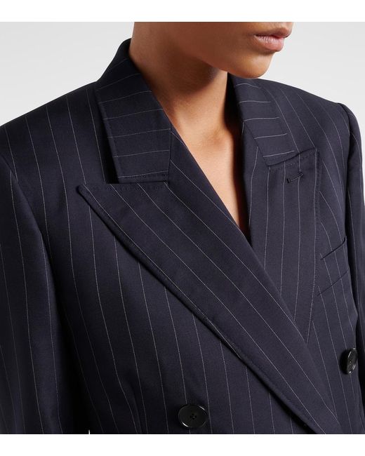 Givenchy Blue Pinstripe Double-Breasted Wool Blazer