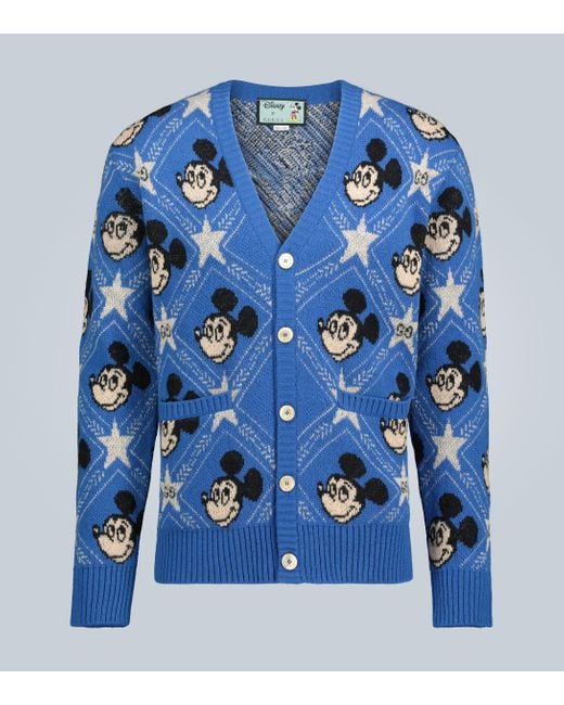 Gucci Blue X Disney Mickey Jacquard Cardigan for men
